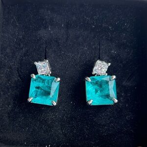 Blue Paraiba Tourmaline Earrings, Silver